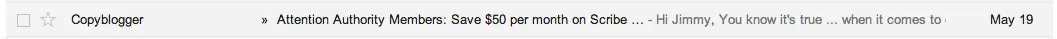 Copyblogger email example