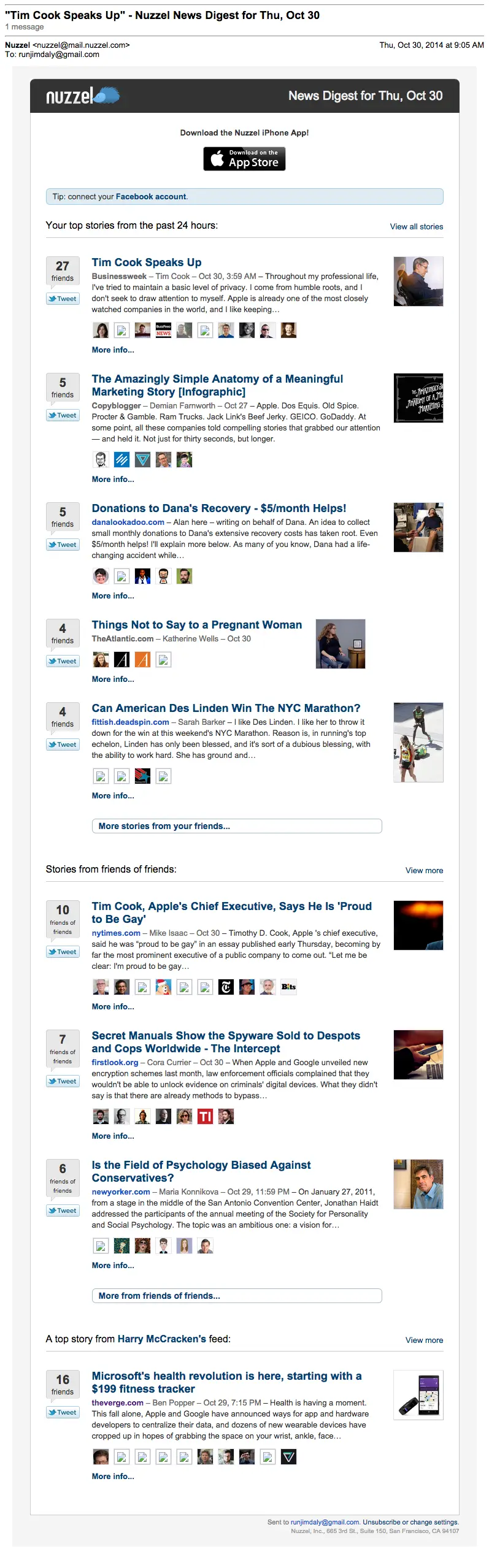 Nuzzel Behavioral Email