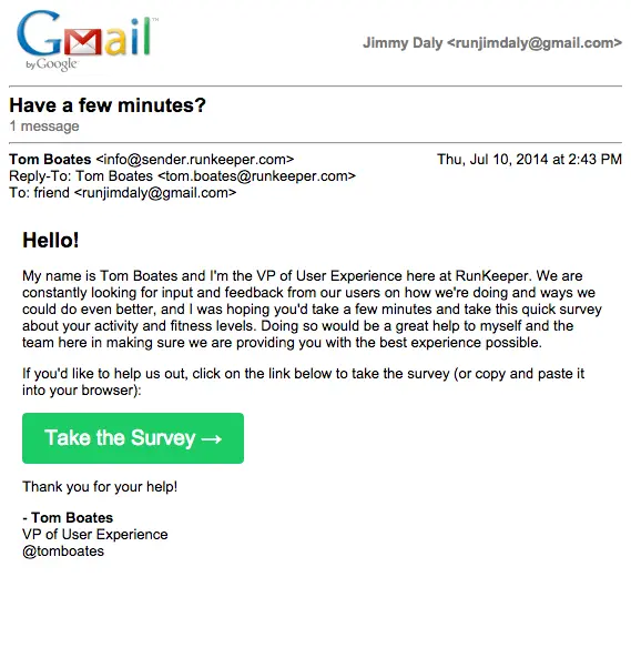 RunKeeper Behavioral Email