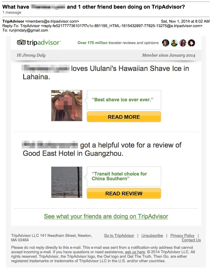 TripAdvisor Behavioral Email