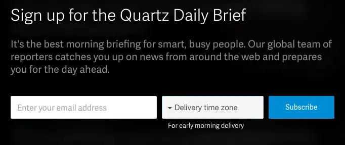 quartz email signup
