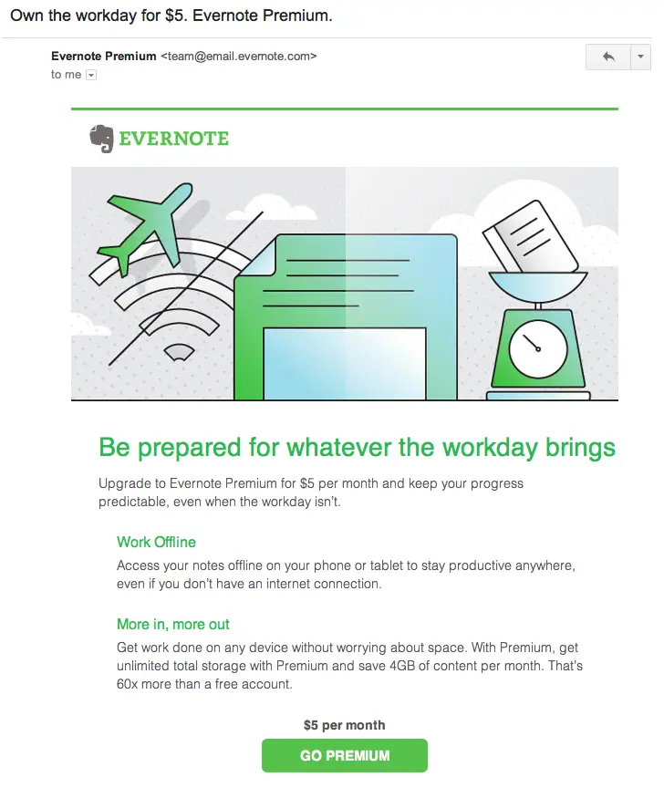 evernote promotional email 2