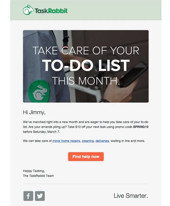 Task Rabbit retention email