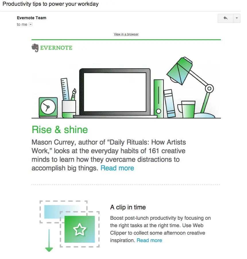 evernote content email
