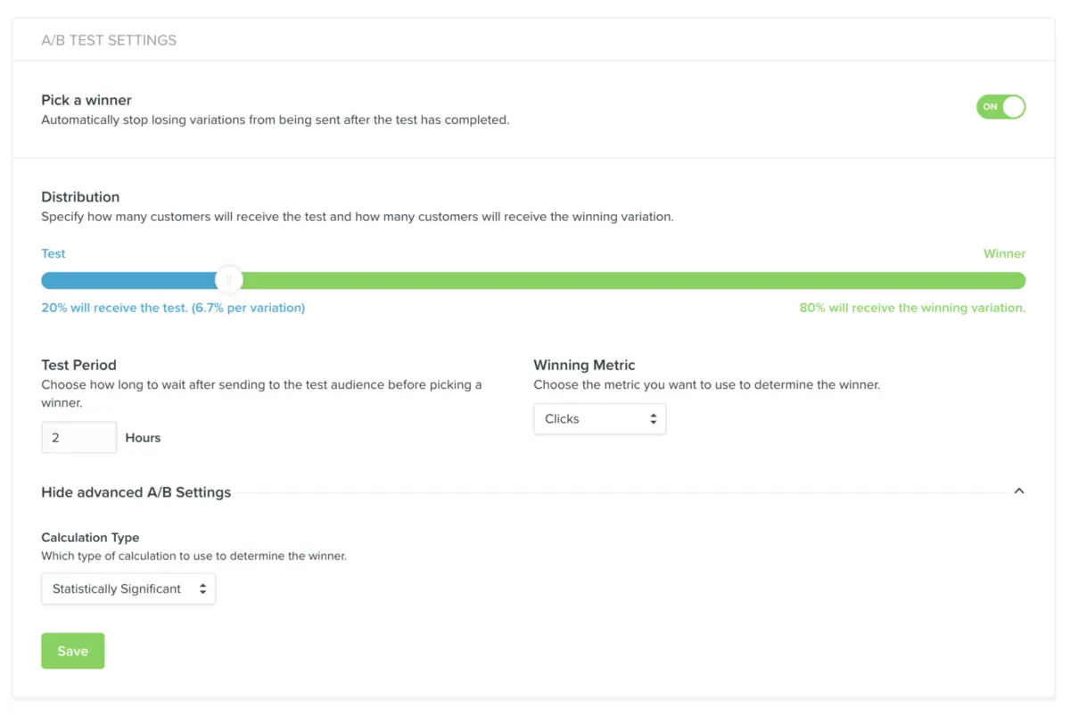 AB test pick a winner