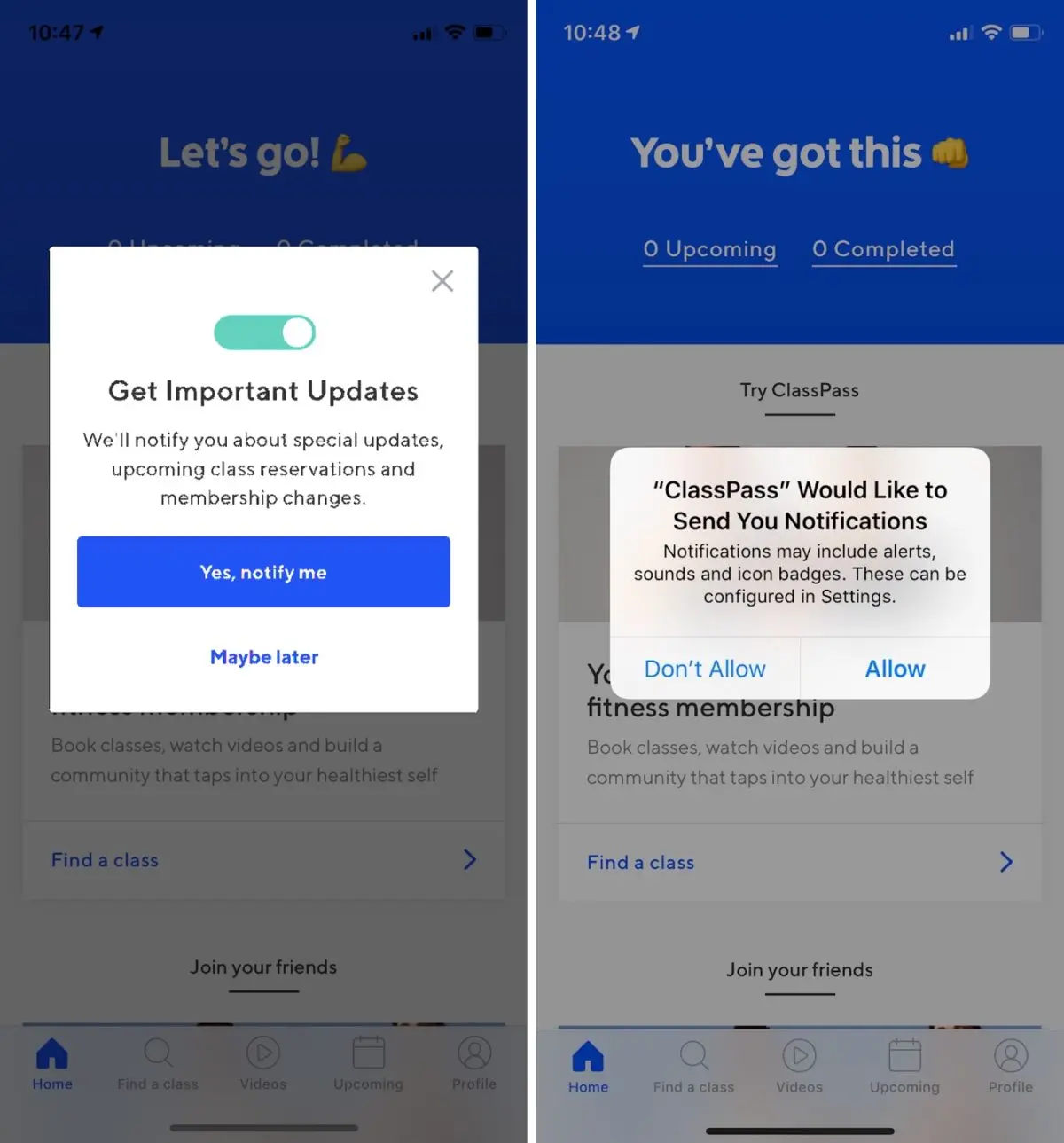 mobile push notifications - asking for push permissions