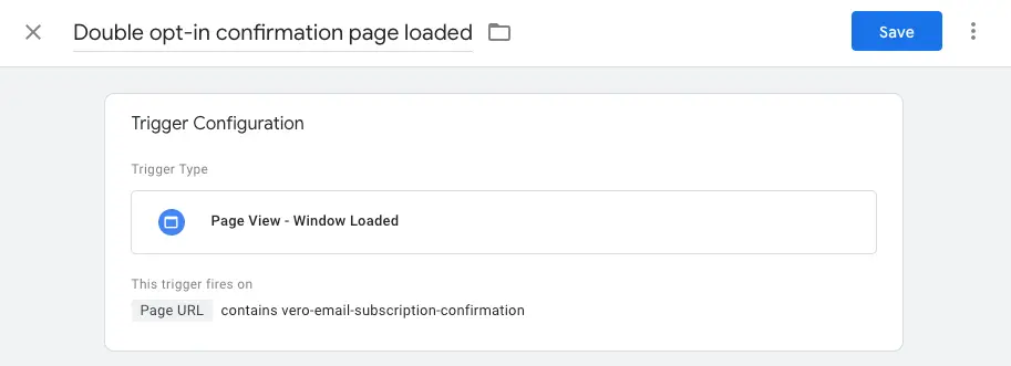 Double opt-in Google Tag Manager event trigger setup