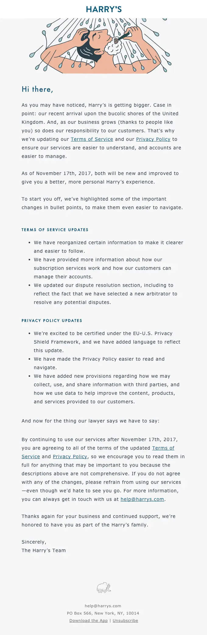 transactional emails legal update email harrys