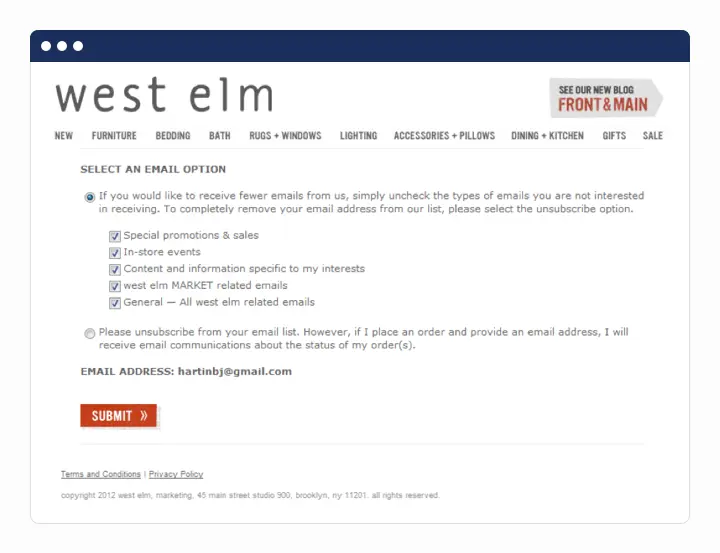 improve deliverability west elm example