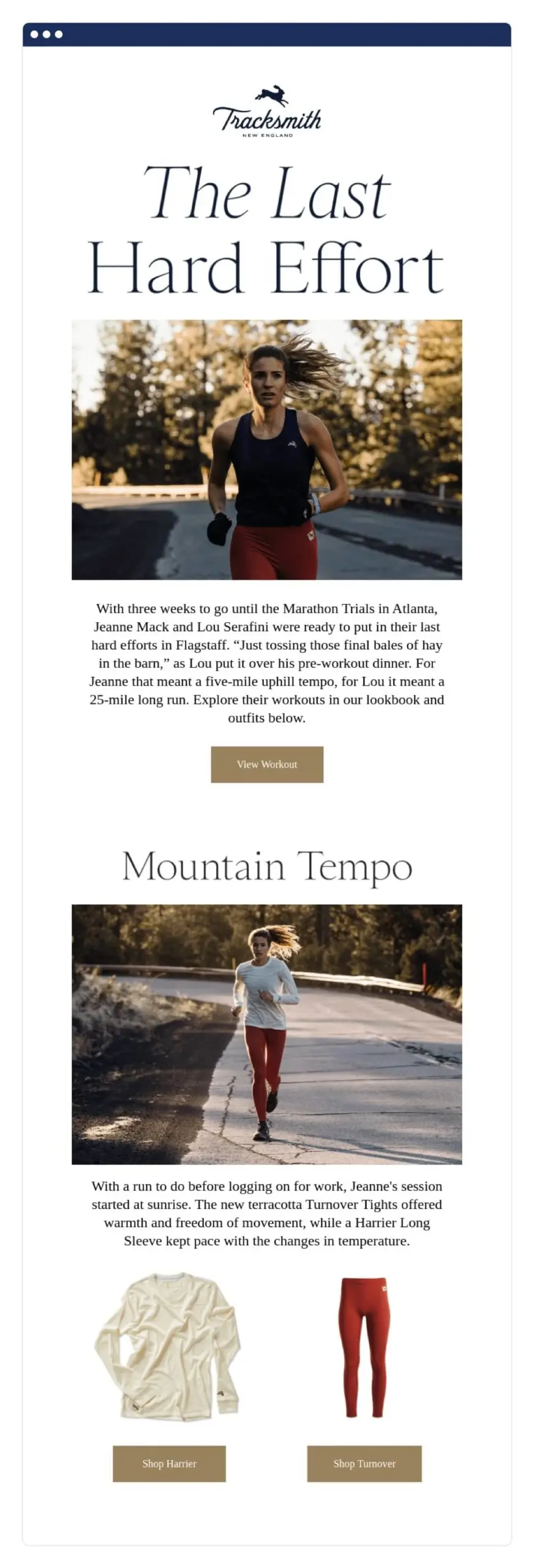 Tracksmith b2b marketing automation example
