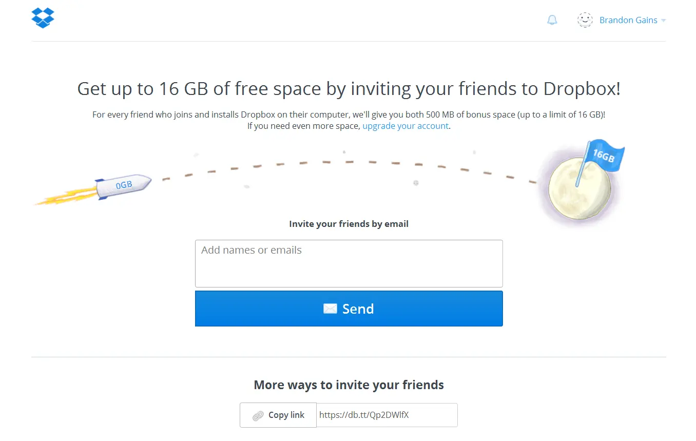 Dropbox retention marketing example