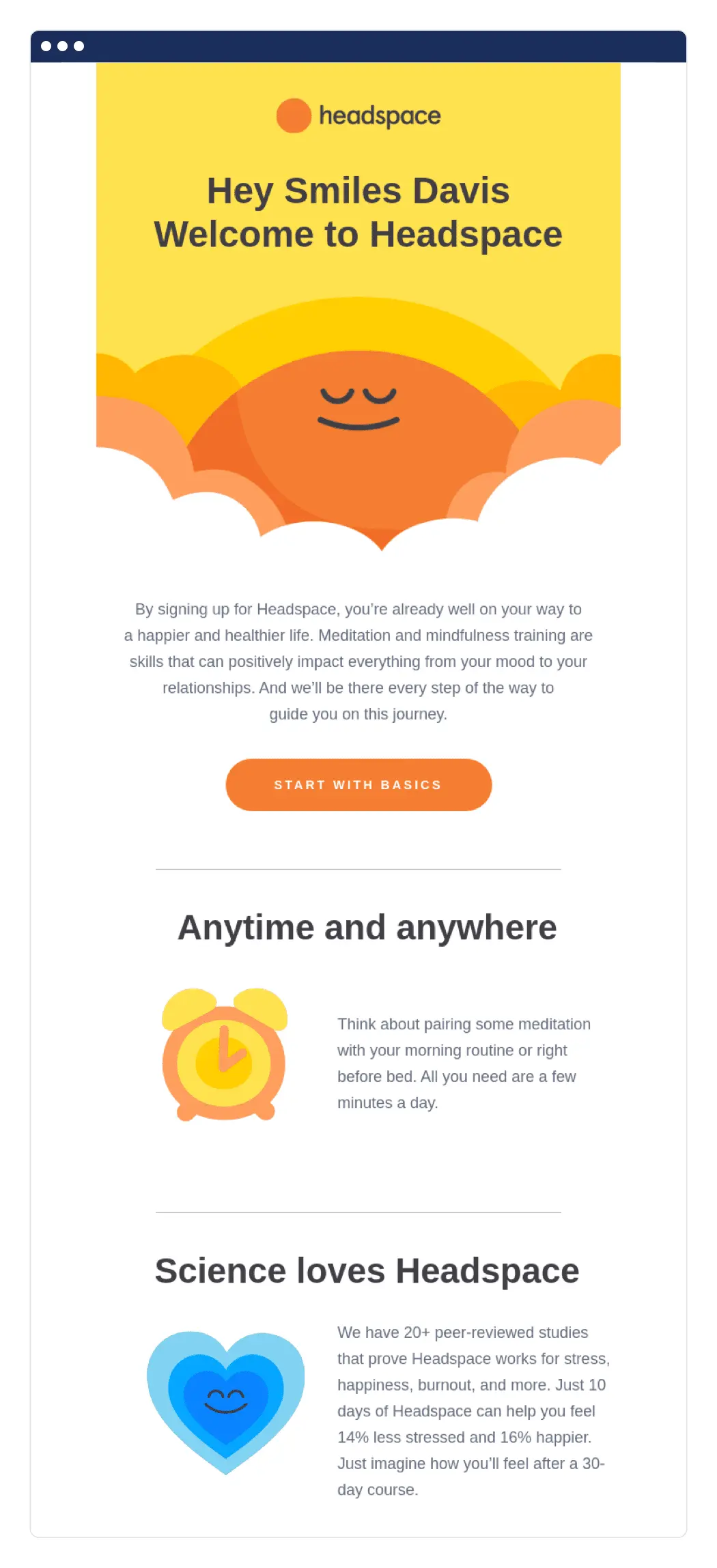 Onboarding email sequence Headspace example