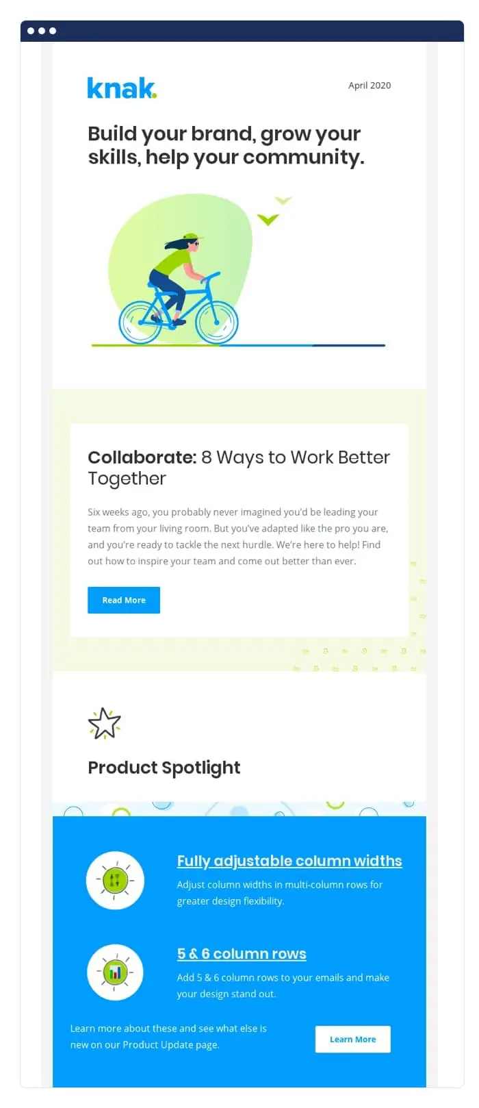 Knak saas email marketing example