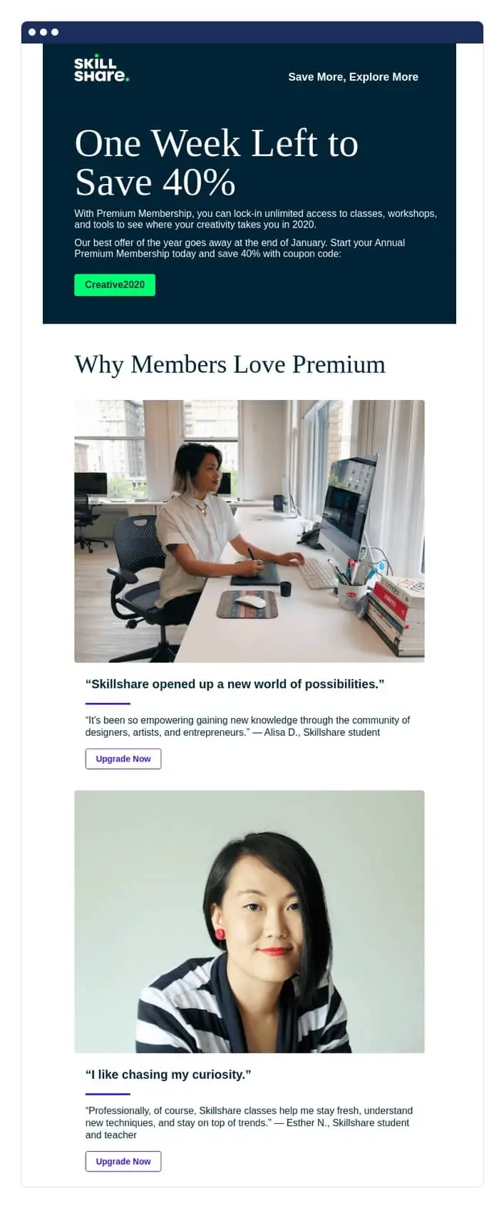 Skillshare saas email marketing example