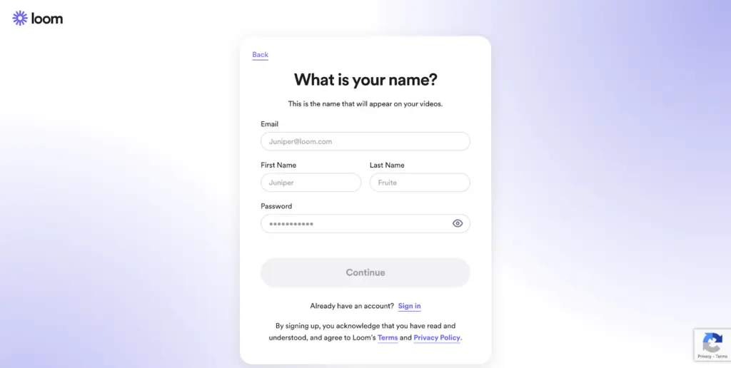 Loom Add your details