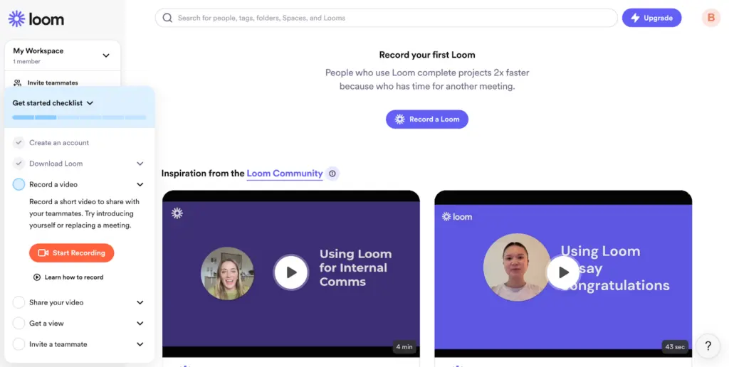 Loom Get Started Checklist