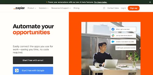 A screenshot of the Zapier login page