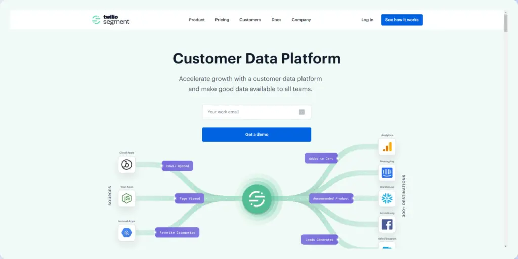 A screenshot of the Segment homepage