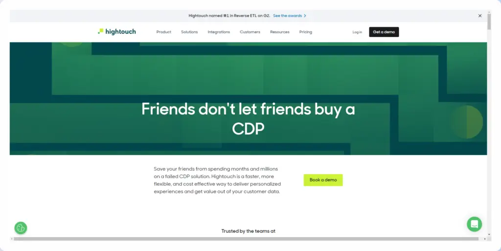A screenshot of the Hightouch homepage