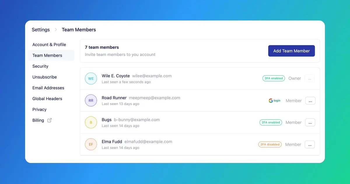 Vero Connect "Last seen" and 2FA status