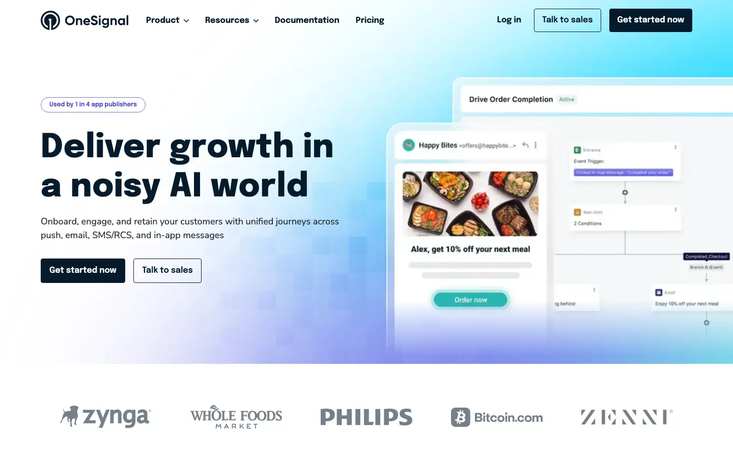 OneSignal homepage